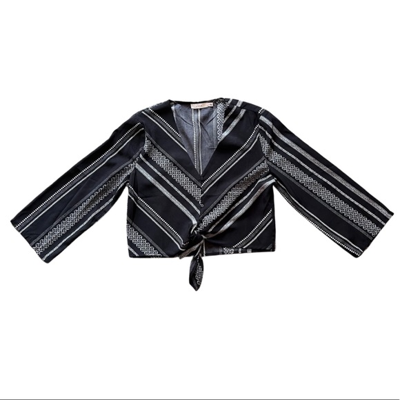 TIE FRONT BELL SLEEVE TOP - Picture 1 of 2